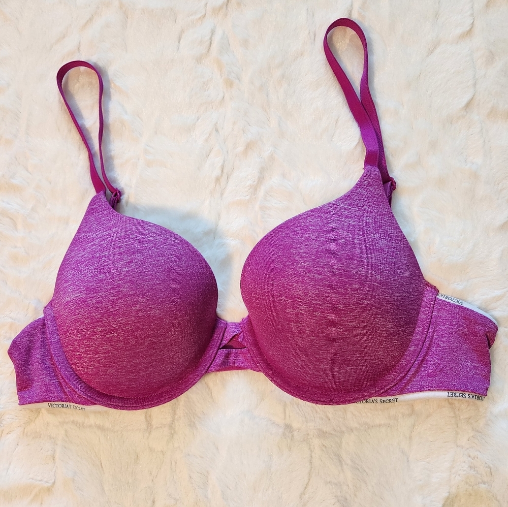 Victoria’s Secret Padded Perfect Coverage Bra, Pink / Magenta, Size 34B